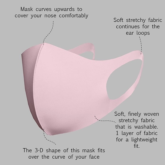 3 Face masks lightweight & breathable - pink, gray, blue - New Without Tags - Picture 5 of 6